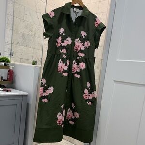 Tuckernuck Olive and Pressed Powder Floral Chloe Dress XXL NWT no belt